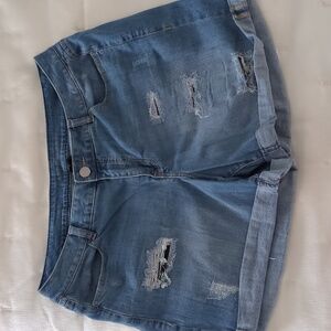 Denim Rolled Hem Shorts